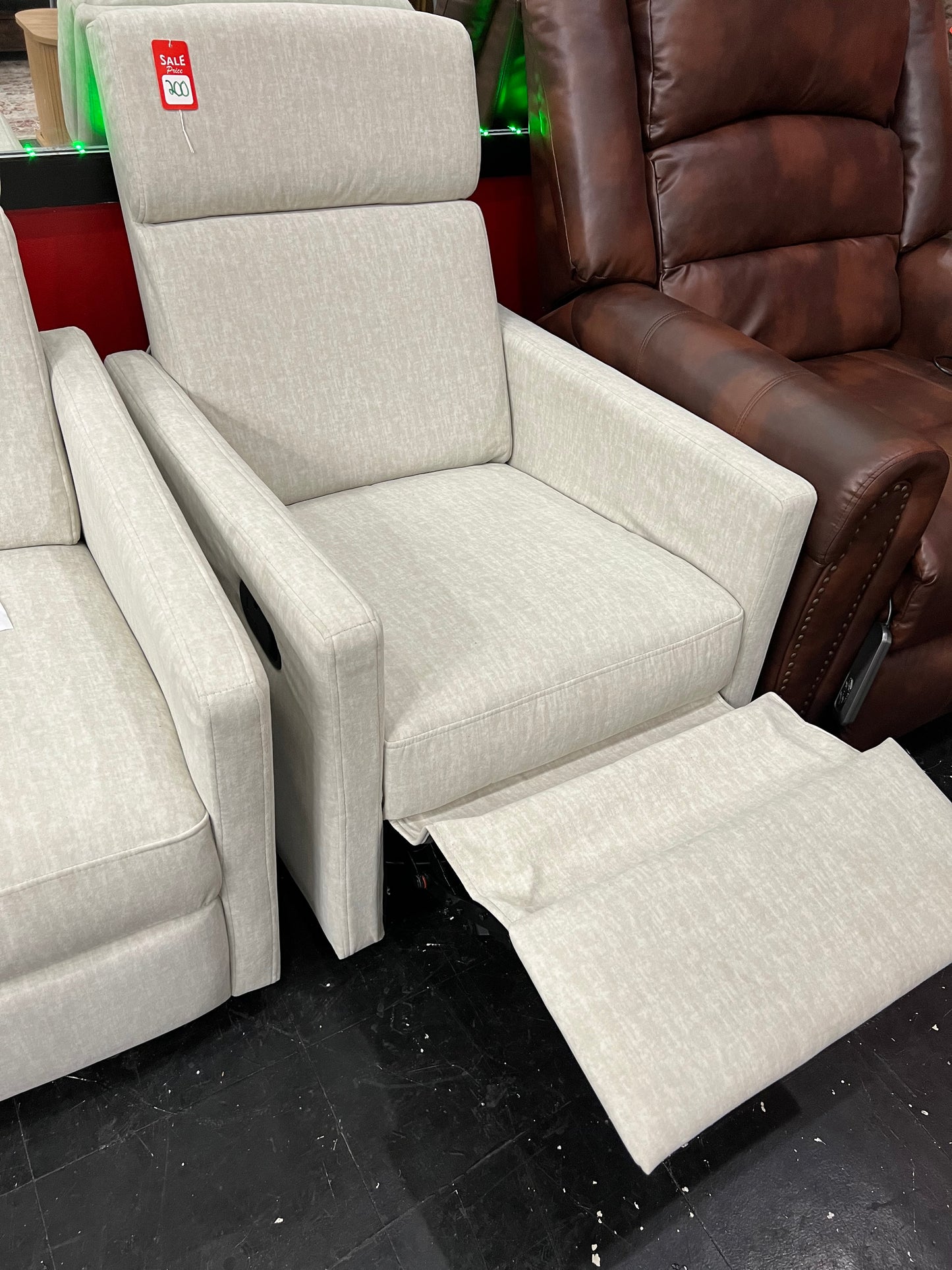 Upholstered Plush Seating Glider Swivel Recliner Chair Tan