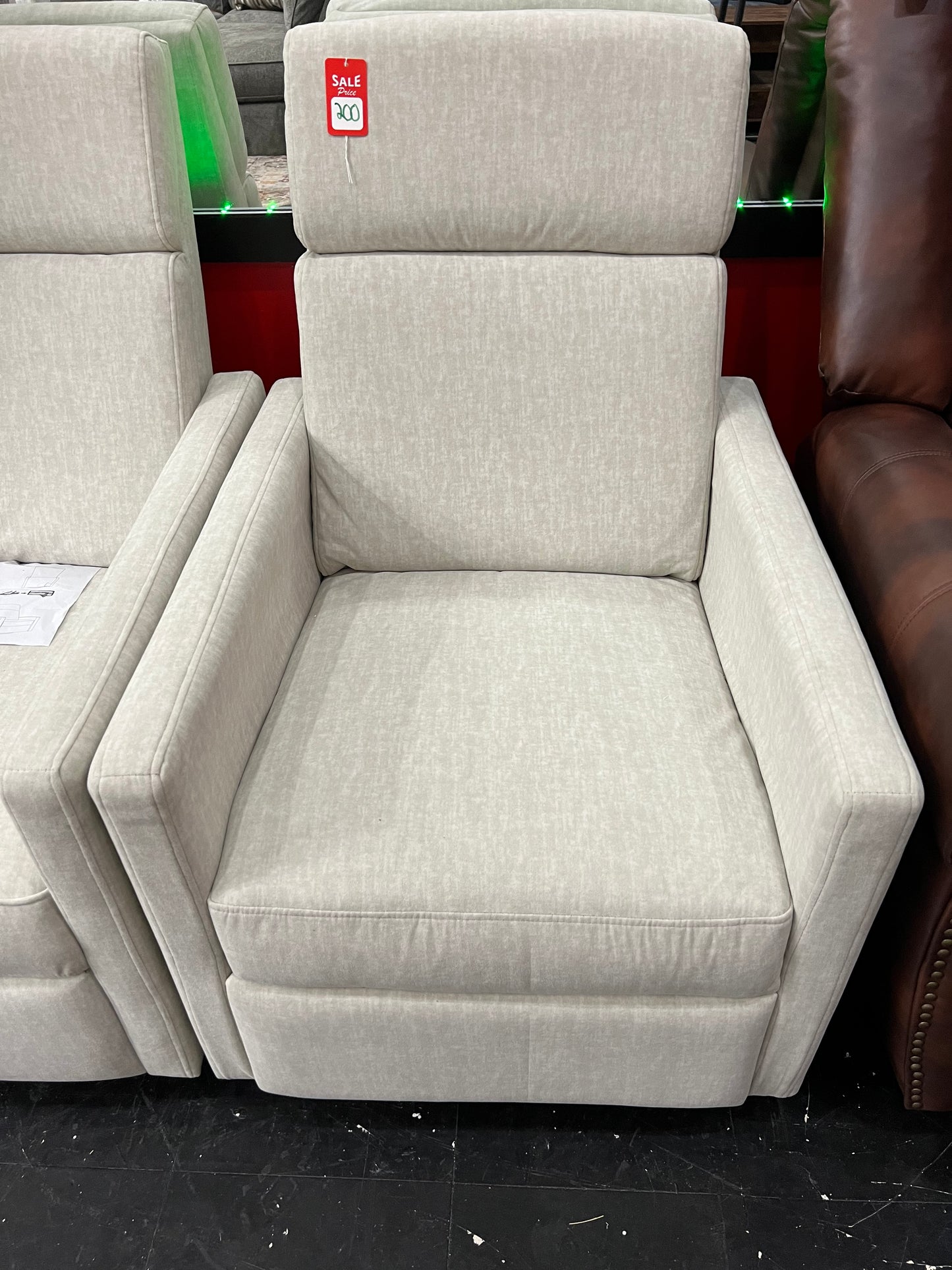 Upholstered Plush Seating Glider Swivel Recliner Chair Tan